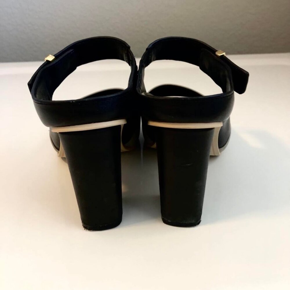 NAKED FEET Tyngg Leather Platform Mule Block Heel Sandals Black\Grey 6.5 - Picture 6 of 10